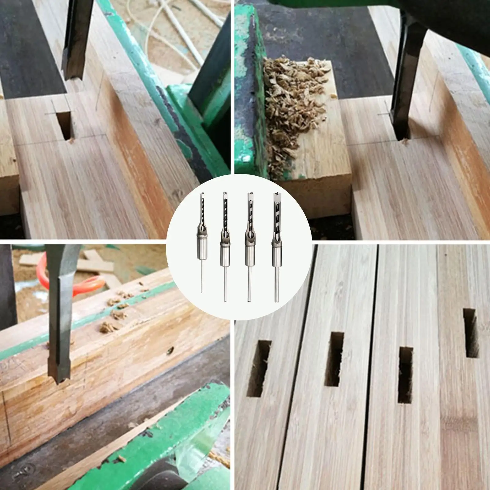 

Набор из 4 сверл для деревообработки: квадратные сверла для сверления отверстий в дереве для шкафов, мебели, столов, письменных столов, кроватей