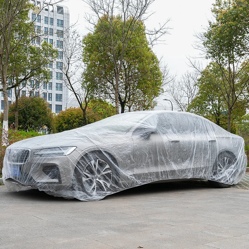 

Car Cover Disposable Transparent Cover Dustproof Rainproof Transparent Paint Dustproof Plastic PE Film Rainproof Car Clothing