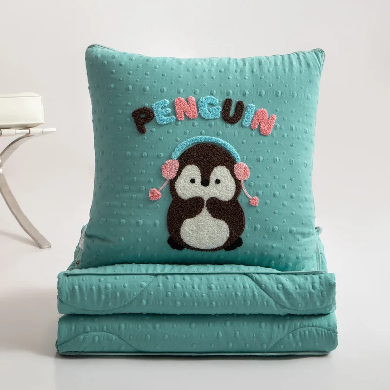 

Новая вязаная двойная пряжа, музыкальная подушка с пингвином, одеяло, милая многофункциональная подушка, одеяло 2-в-1