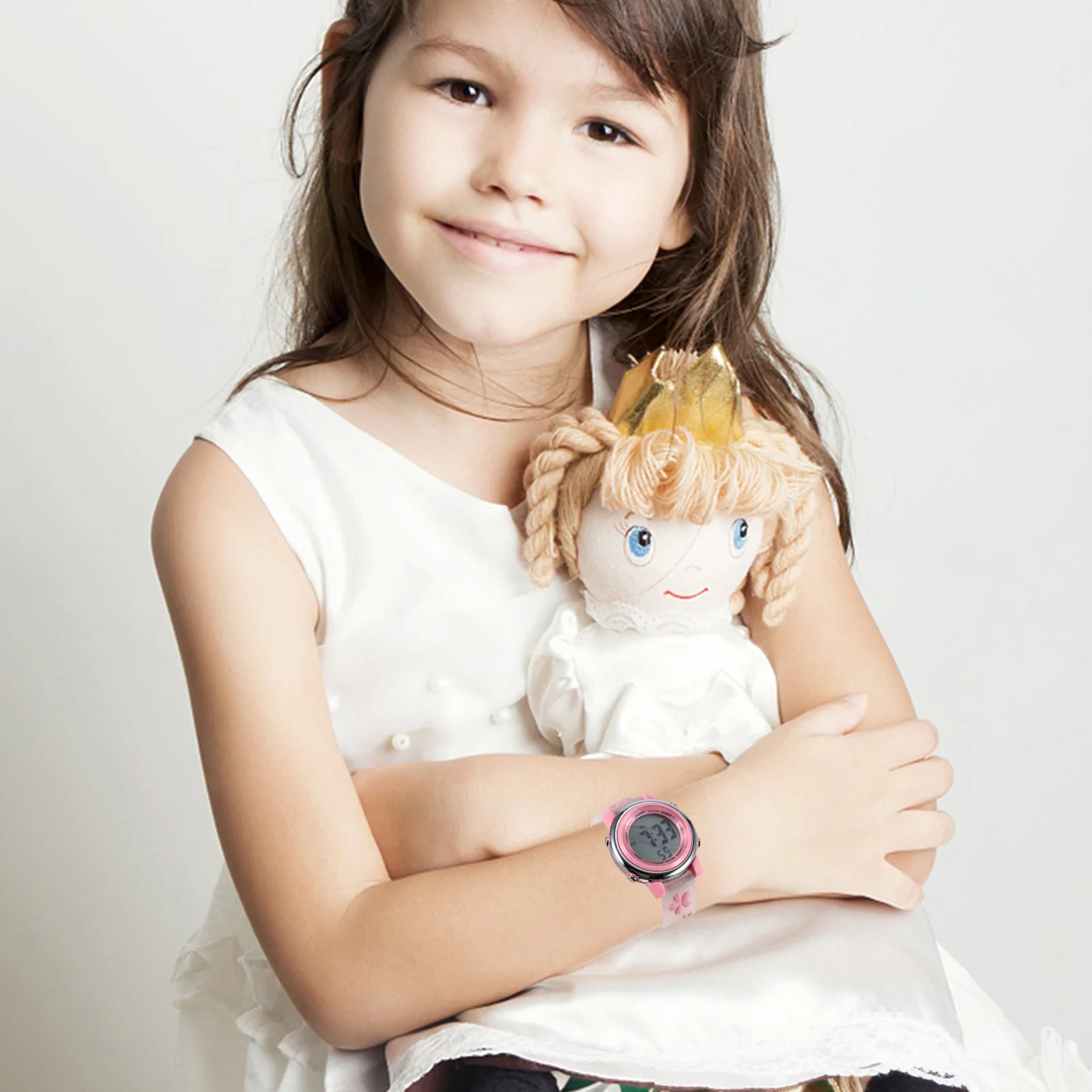 1Pcs Waterproof Digital Watch Cartoon Flower Pattern Electronic Wristwatch Comfortable Durable Lovely Gift