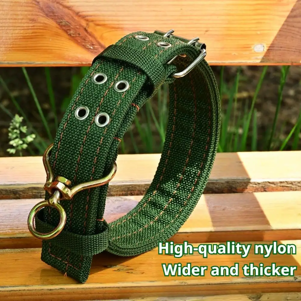 Adjustable Military Dog Collar Metal D-Ring and Buckle Working Dog Collar, Five-Level Adjustment for Medium and Large Dogs