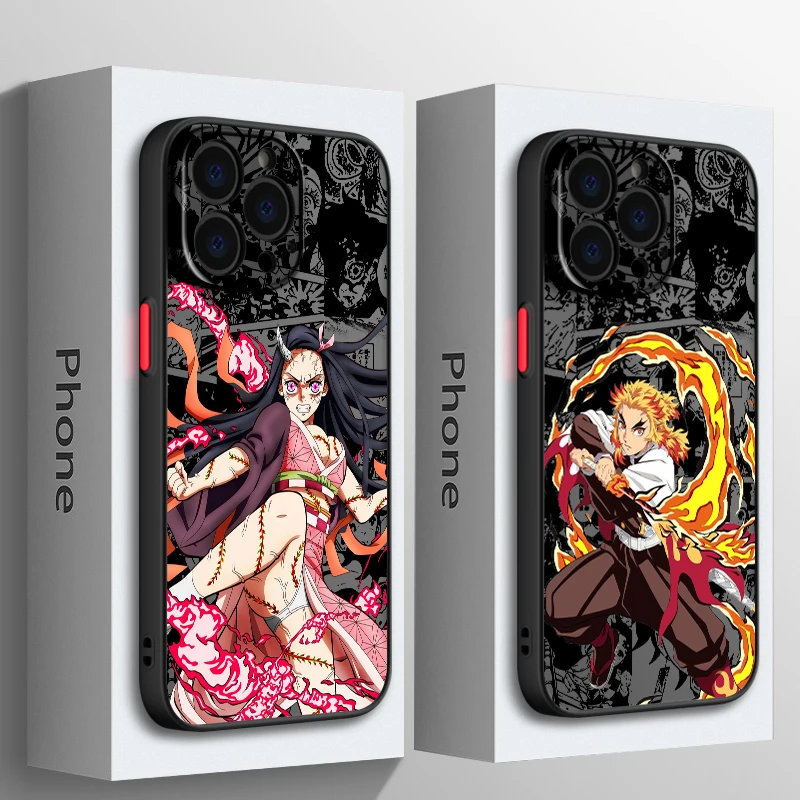 Demon Slayer Kimetsu No Yaiba Phone Case For Apple iPhone 15 14 13 12 11 XS Mini Pro Max 8 7 XR X Matte Frosted Translucent