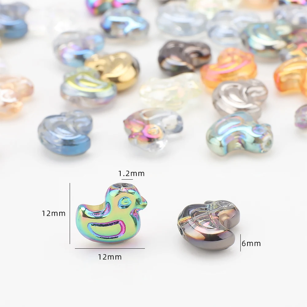 30pcs Crystal Glass Beads Duck Shape Pendants 12mm DIY Jewelry Making Accessories for Earrings Necklaces