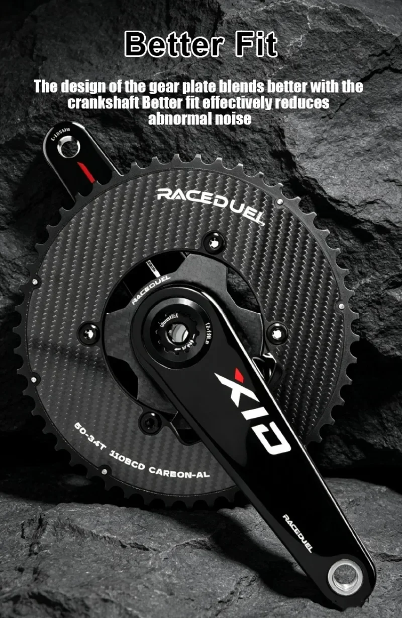 RACEDUEL Carbon 110BCD Doppelkettenblatt für Shimano R7000 R8000 R9100 R7100 R8100 Rennrad Ultraleichtes Kettenrad 50/34T 53/39T – Detail 11