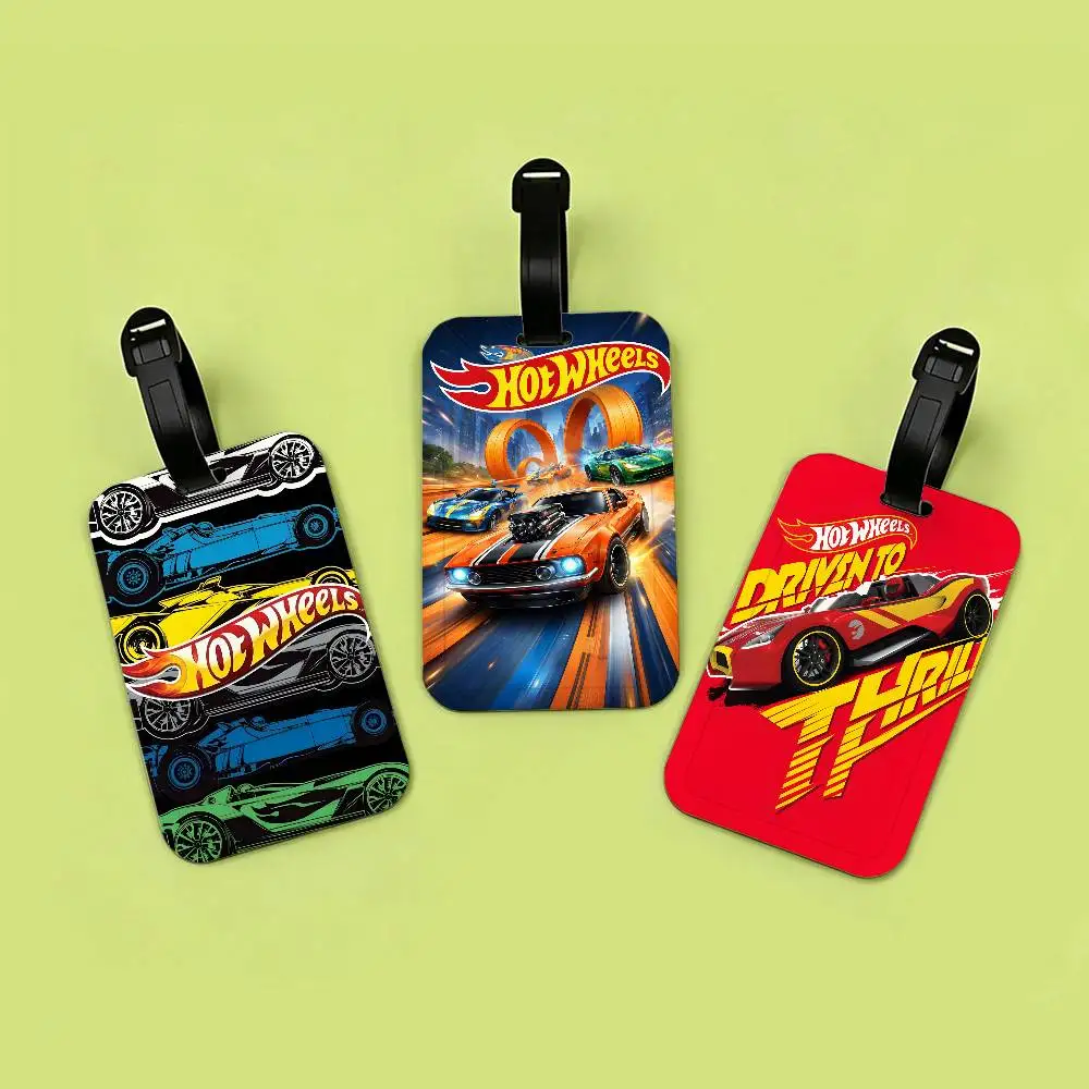 S-Super-Car-H-Hot-W-Wheels Lightweight Anti lost PVC Luggage Tag Removable Info Card Sleeve Backpack Travel Accessory