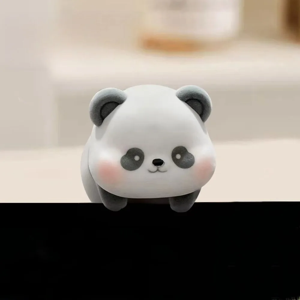 

Flocking Computer Monitor Decoration Desk Ornament Computer Display Screen Animal Model Cartoon Panda Dog Center Console Doll