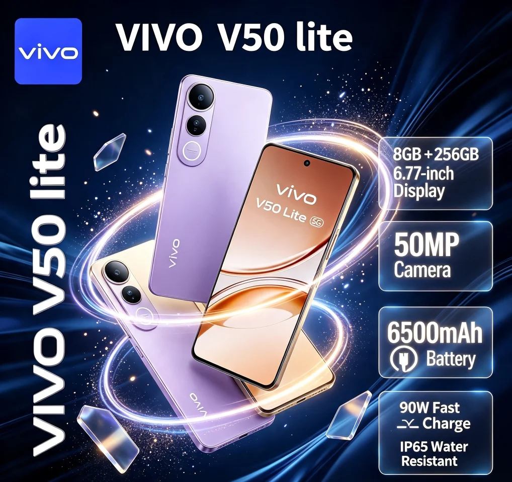 2026 New VIVO V50 Lite Unlocked Smartphone 8GB+256GB 6.58' Full Screen Dual 64MP Camera Android 11 Mobile Phone