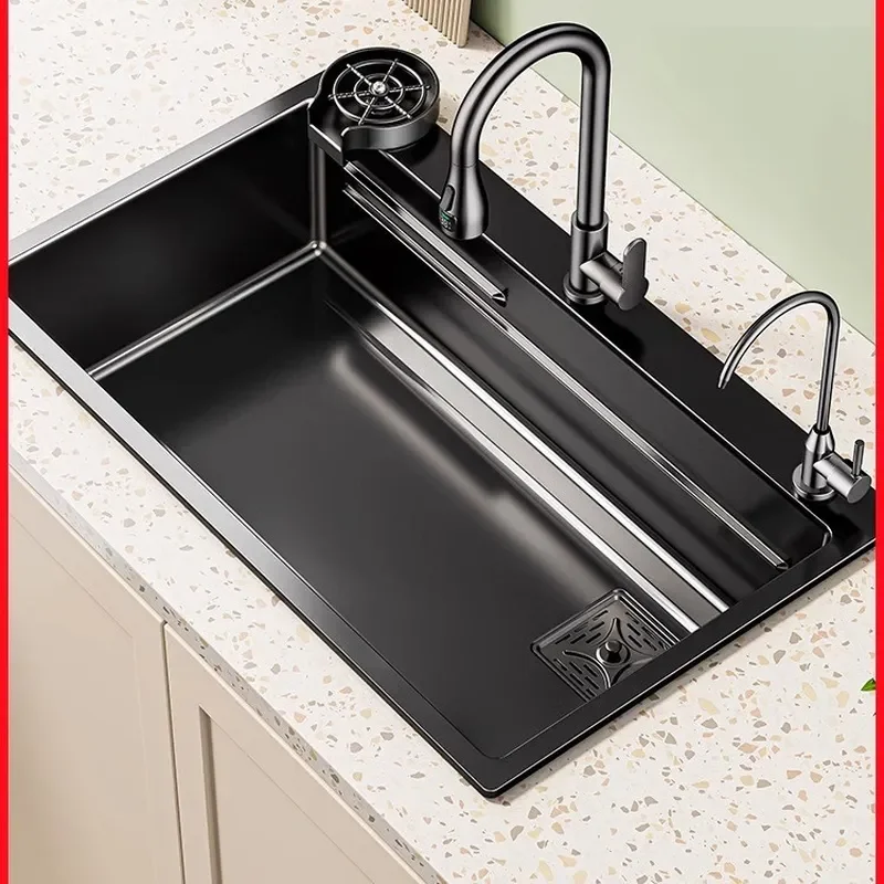 Large Single Bowl 304 Stainless Steel Kitchen Sink Undermount Thickened Vegetable Washing Basin for Household Dishwasher