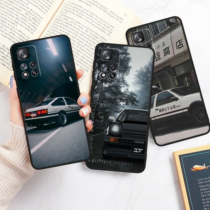 Initial-D F-ujiwara Tofu Shop For Redmi Note 13 12 Turbo 11T 11P 11E 11S 10T 10S 10 9 Pro Plus Max Silicone Black Phone Case