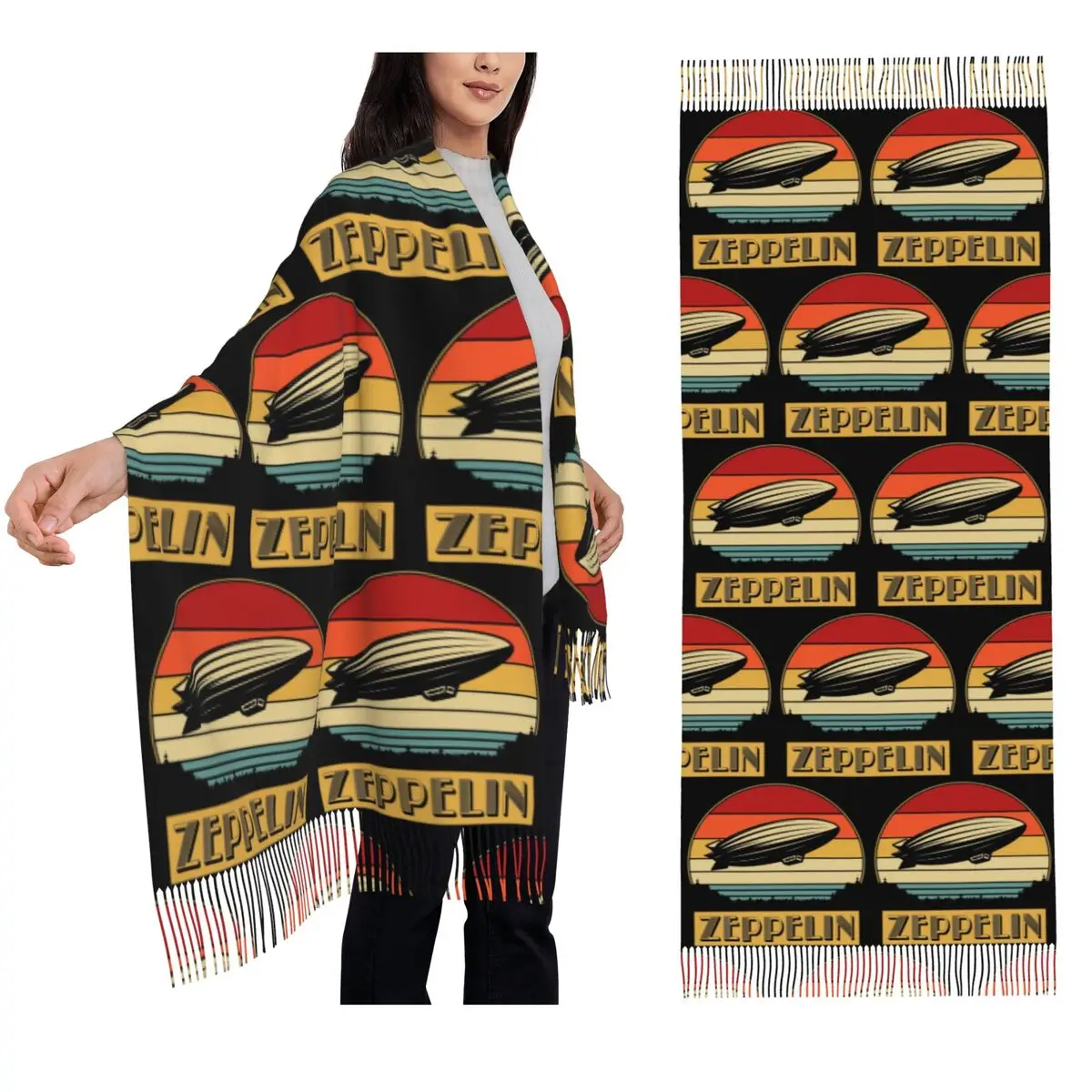 

Светодиодный шарф Zepelin, шарфы с кисточками для женщин, мягкие теплые шали и накидки, длинная осенне-зимняя шаль