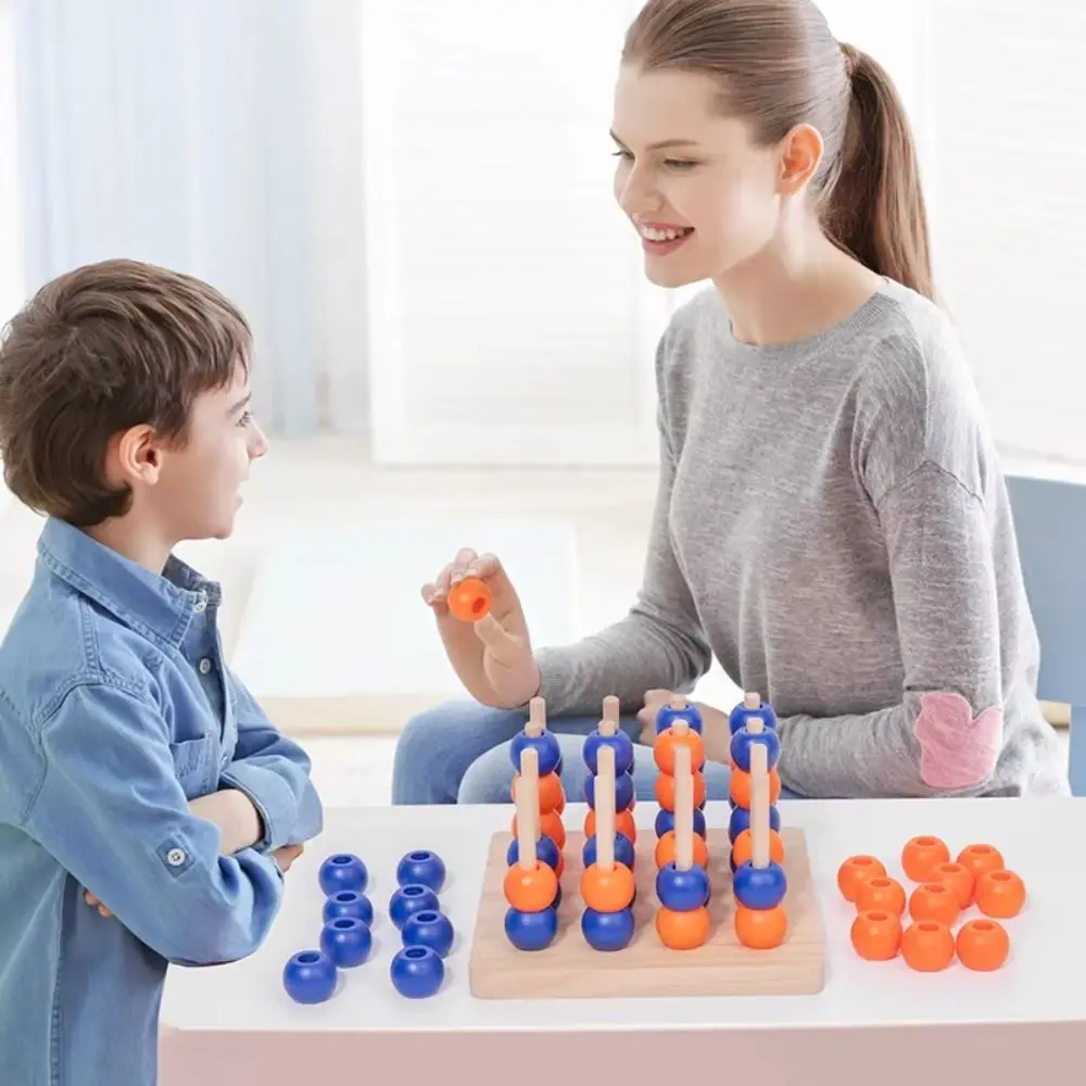 

Four In A Row 4 Beads 3D Four Connect Chess Educational Puzzle Wooden Gobang Toy Fun Strategy Classic Family Board Game