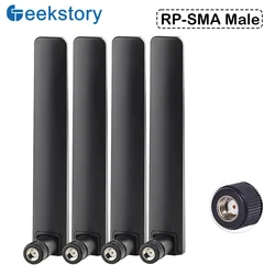 4 PCS Dual Band WiFi 2.4GHz 5.8GHz 10dBi RP-SMA Male Antenna Universal Antenna Amplifier for WiFi Router Wireless Signal Booster