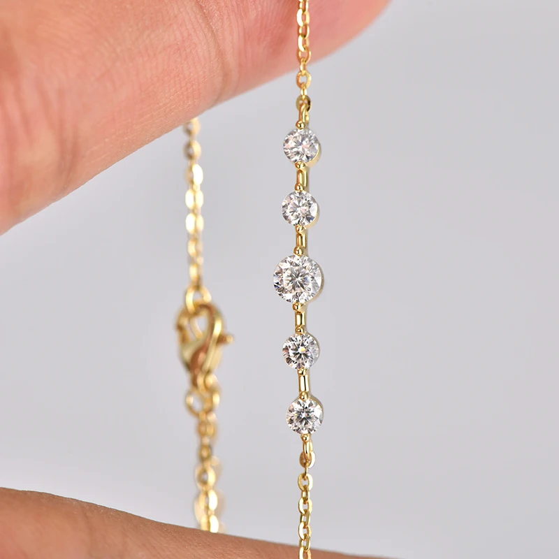 Lnngy zertifiziertes Fünf-Stein-Moissanit-Armband, 925er-Sterlingsilber, Kettenarmbänder für Frauen, Charm-Handschmuck, 2026-Trendgeschenk – Detail 4