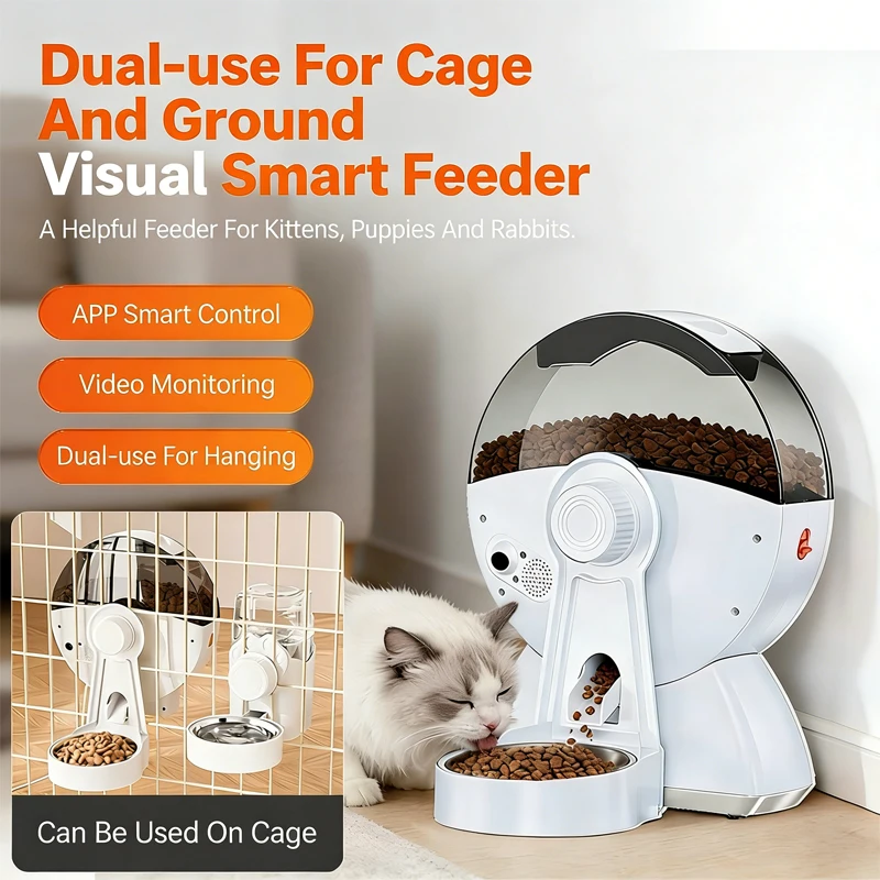 

2L Smart WiFi Pet Feeder with Camera 1080P HD Auto Cat Dog Food Dispenser APP Control Timer