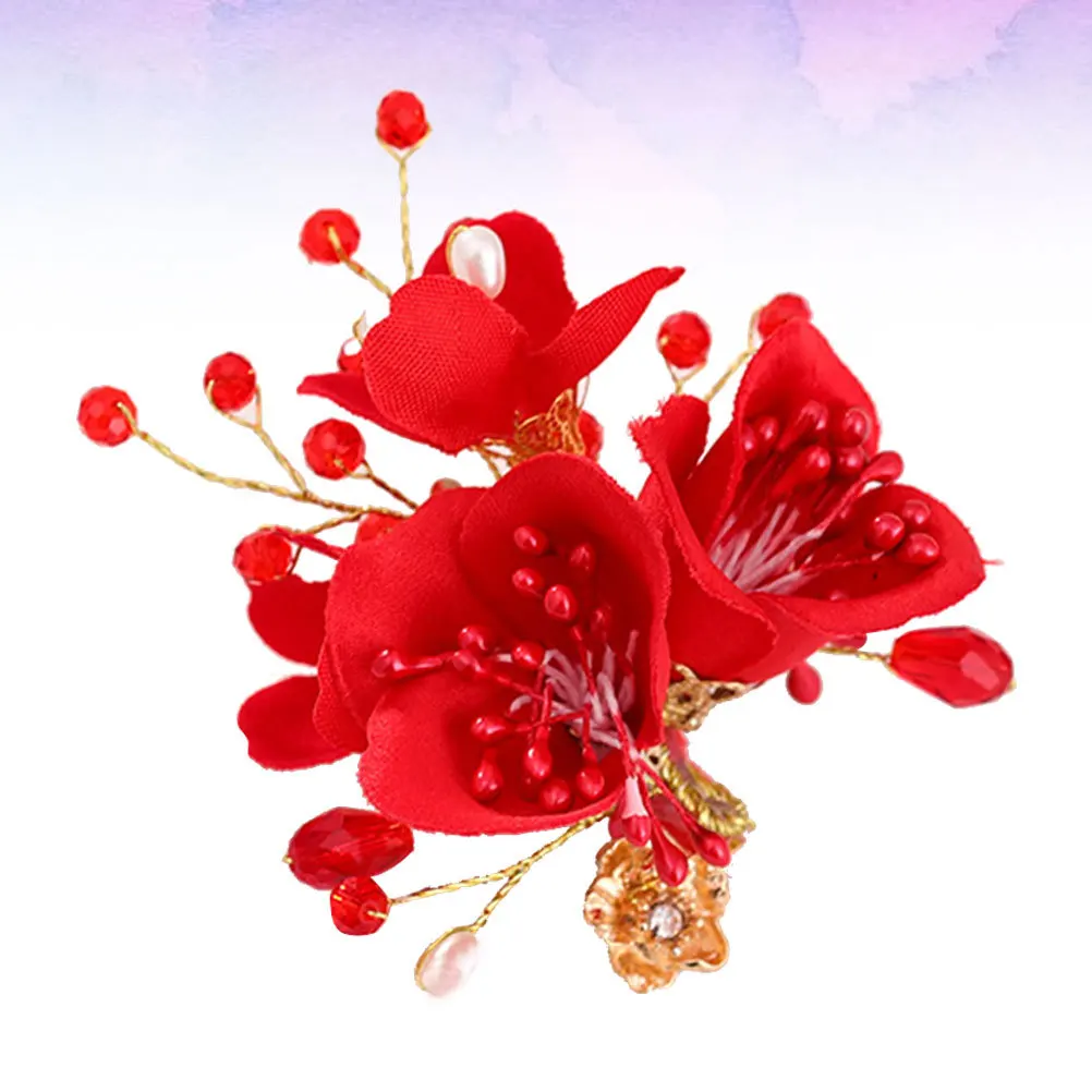 

Red Flower Hair Clip Handmade Elegant Party Hairpin Bride Headdress Hawaii Girl Flower Hairpin Hawaii Girl Hair Pin