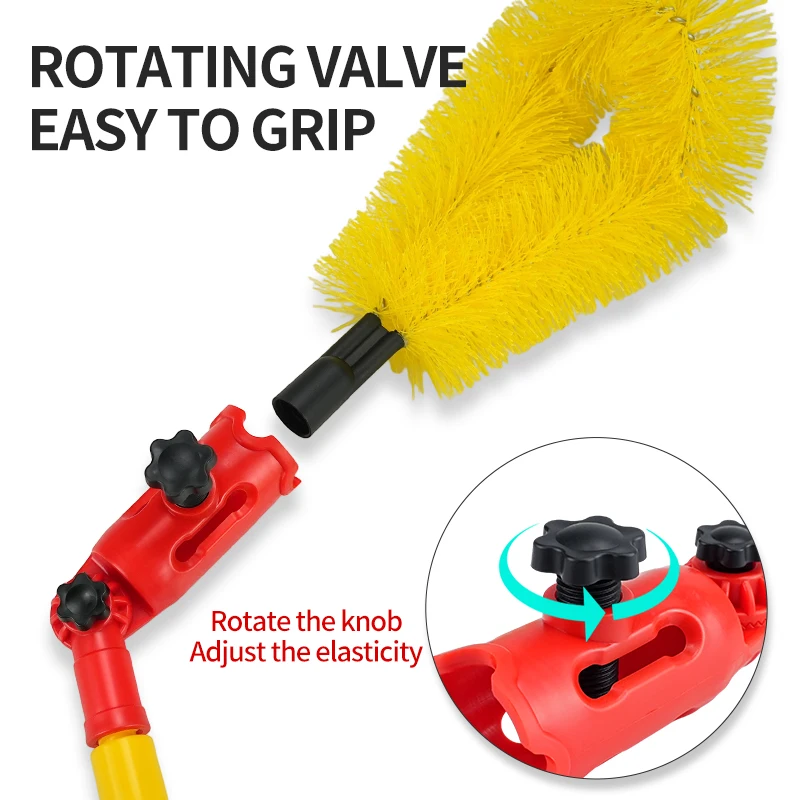 1.7M Extended Gutter Cleaning Kit - 180° Adjustable Head with Stiff Bristles & Clamp Holder Heavy Duty Roof Eave Clean Tools
