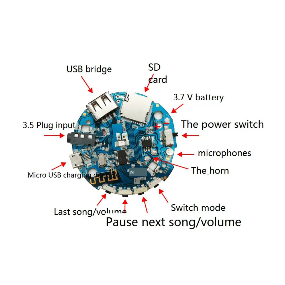 V5.0 3.7-5V Autoluidspreker Bluetooth-compatibele audioversterkerkaart Multifunctionele ontvanger Bluetooth-luidsprekers Board Mp3-decoder