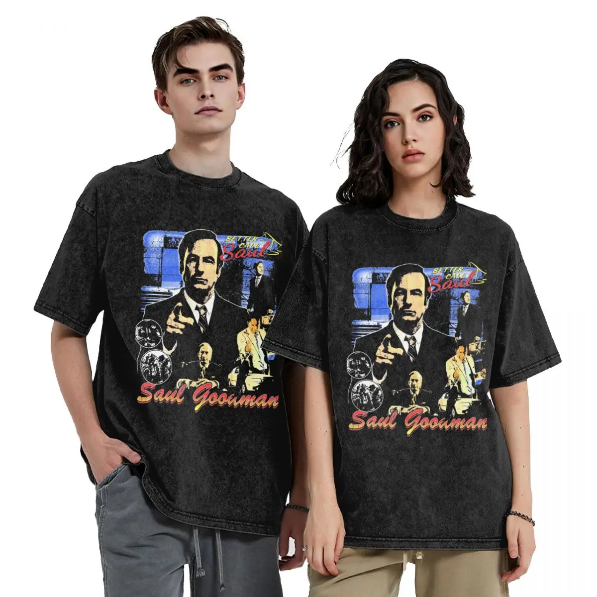 Washed T Shirt Saul Goodman Vintage 90s Better Call Saul Hip Hop Retro T-Shirts Harajuku Streetwear Tops Tees for Men Women