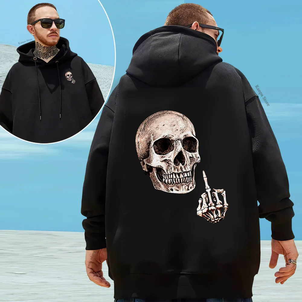 

Streetwear Y2K Hoodie New Harajuku Skull necklace print pattern Hip Hop Retro Patchwork Oversized Hoodie Sweatshirt Mens 5XL