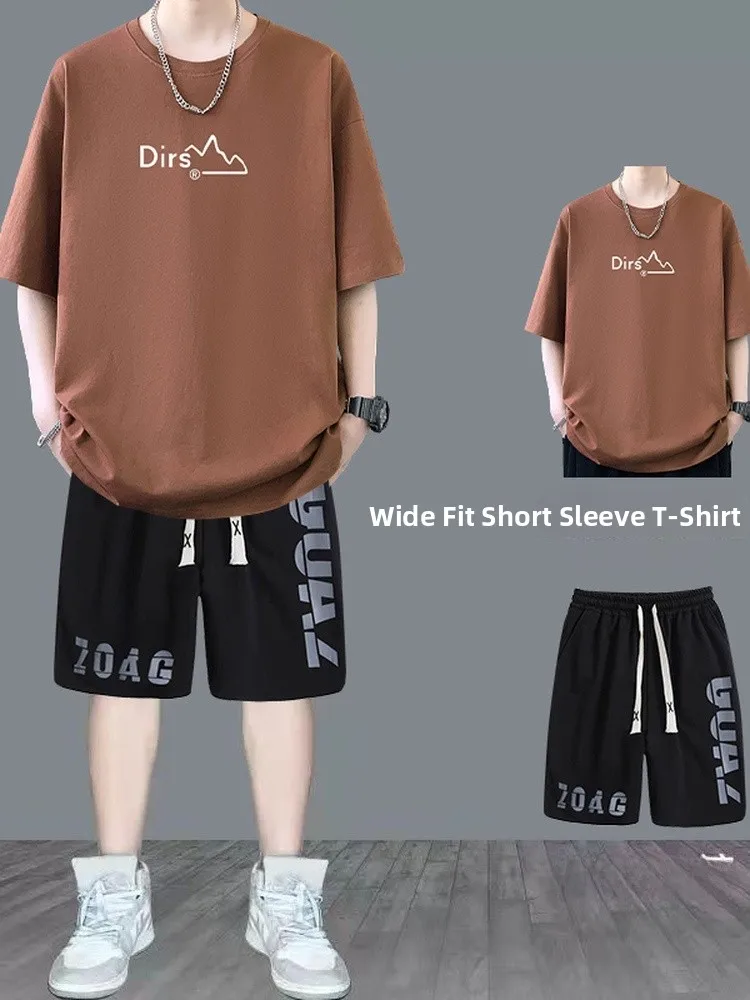 

00% Pure Cotton Summer ort Sve T-irt orts Set for Men Casual Sportswear Youth Faion Brand Comfortable Breathable