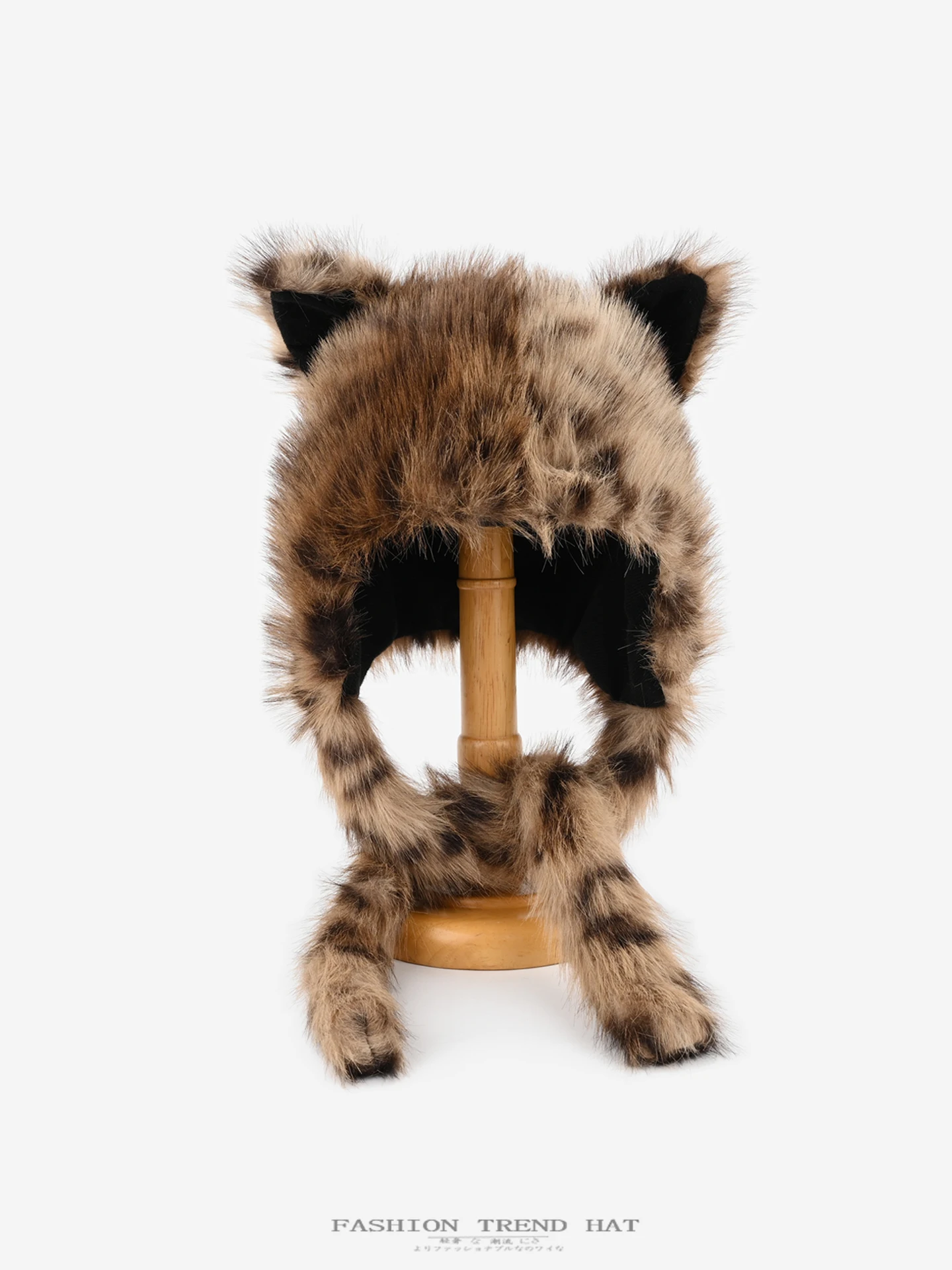 Adorable Leopard Print  Ear Ear Protector Hat Women's Autumn Winter Thickened Faux Mink Outdoor Warm Lei Feng Cap Trendy