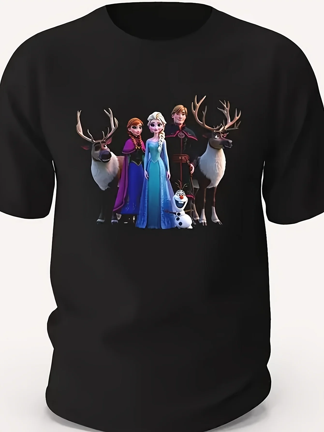 

Disney Frozen Official Pattern Men's and Women's Short sleeved T-shirt - High quality Cotton Short sleeved T-shirt