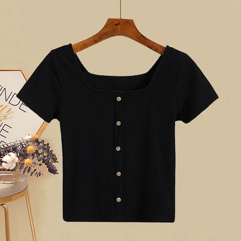 Women's Clothing Summer Suit 2023 New Fashionable Short Sleeve Top Girl's Slim Fragmented Blossom Half Dress Two Piece Set