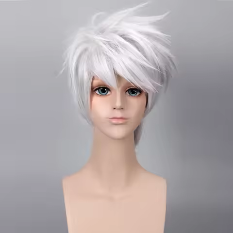 Anime Hatake Kakashi Cosplay Wig Silver White Short Heat Resistant Synthetic Hair Halloween Party Play Costume Wigs