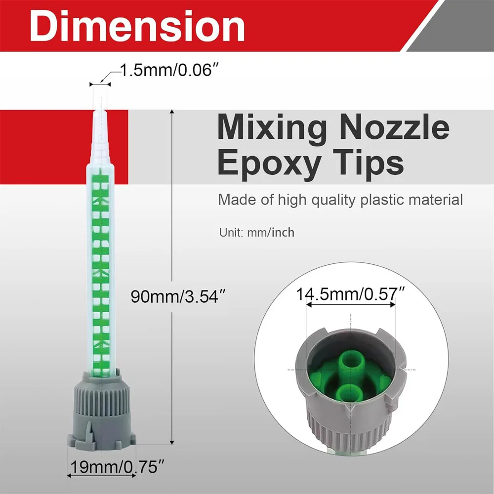 6Pcs 20Pcs 40Pcs Epoxy Mixing Nozzle Tip, 1:1 2:1 Ratio Resin Adhesive Gun Applicator for 50ml Glue Cartridge