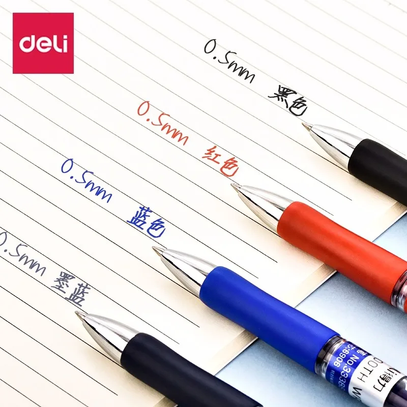 6/12 stücke Deli Gel Stifte Set 0,5mm schwarz blau rot Tinte Gel Stift Kugelschreiber Schul büro Schüler schreiben Briefpapier Versorgung