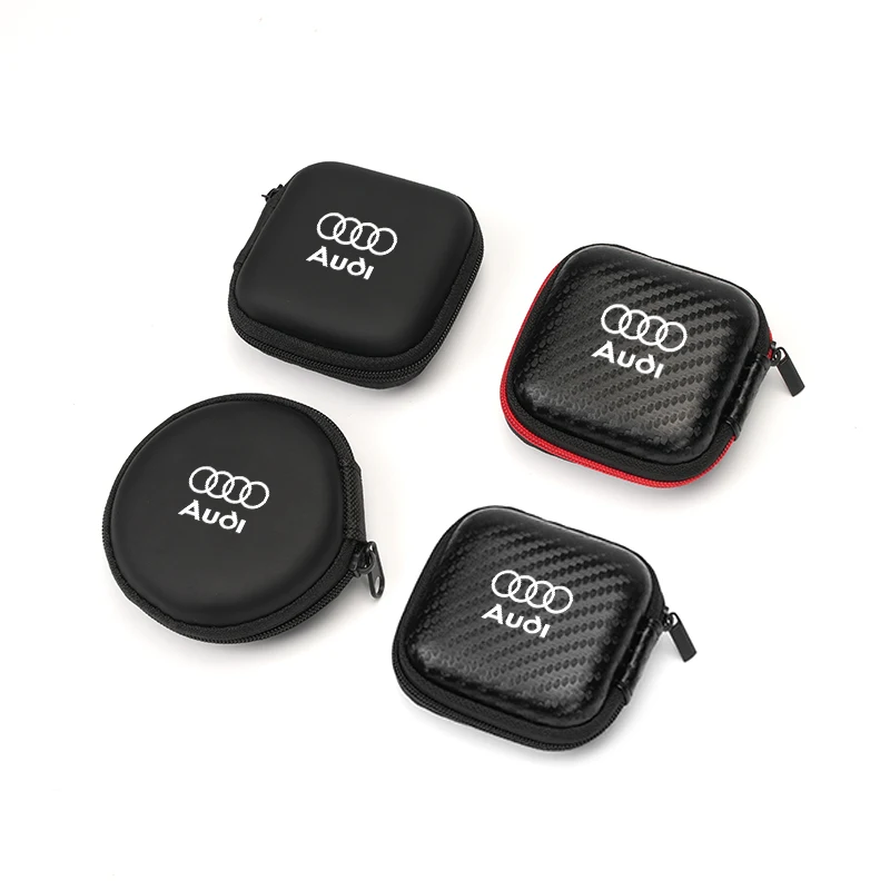 Car Logo Portable Storage Bag Bluetooth Headset Charger Organizer For Audi A1 A3 A4 A5 A6 A7 A8 Q2 Q5 Q7 Q8 S7 S8 S3 S4 RS5 RS6