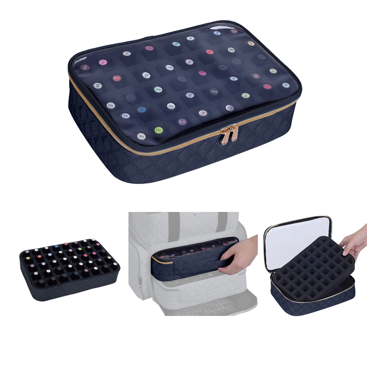Fashion transparent nail polish storage box - 40 bottles travel set, durable polyester cotton material, suitable for nail lovers