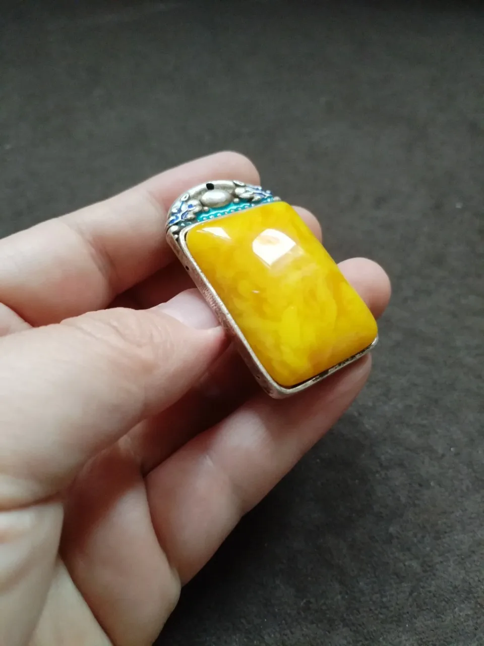 

Antique Collectibles Return: Old Silver Dragon and Phoenix Medallion with Honey Wax Square Pendant, Enamel Dragon and Phoenix