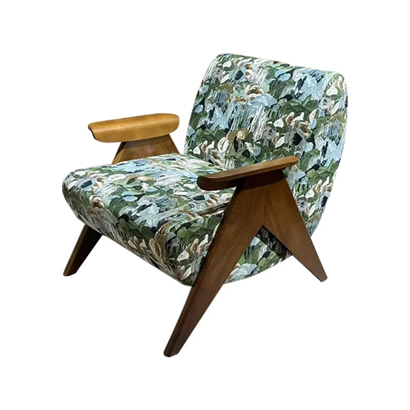 

Light luxury high-end medieval single solid wood single chair bedroom balcony leisure sofa chair