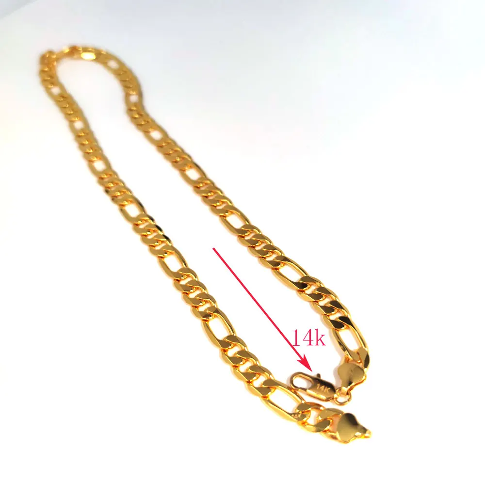 14k Italian Figaro Link Chain Necklace 10mm Solid  Fine Gold Plated  21\