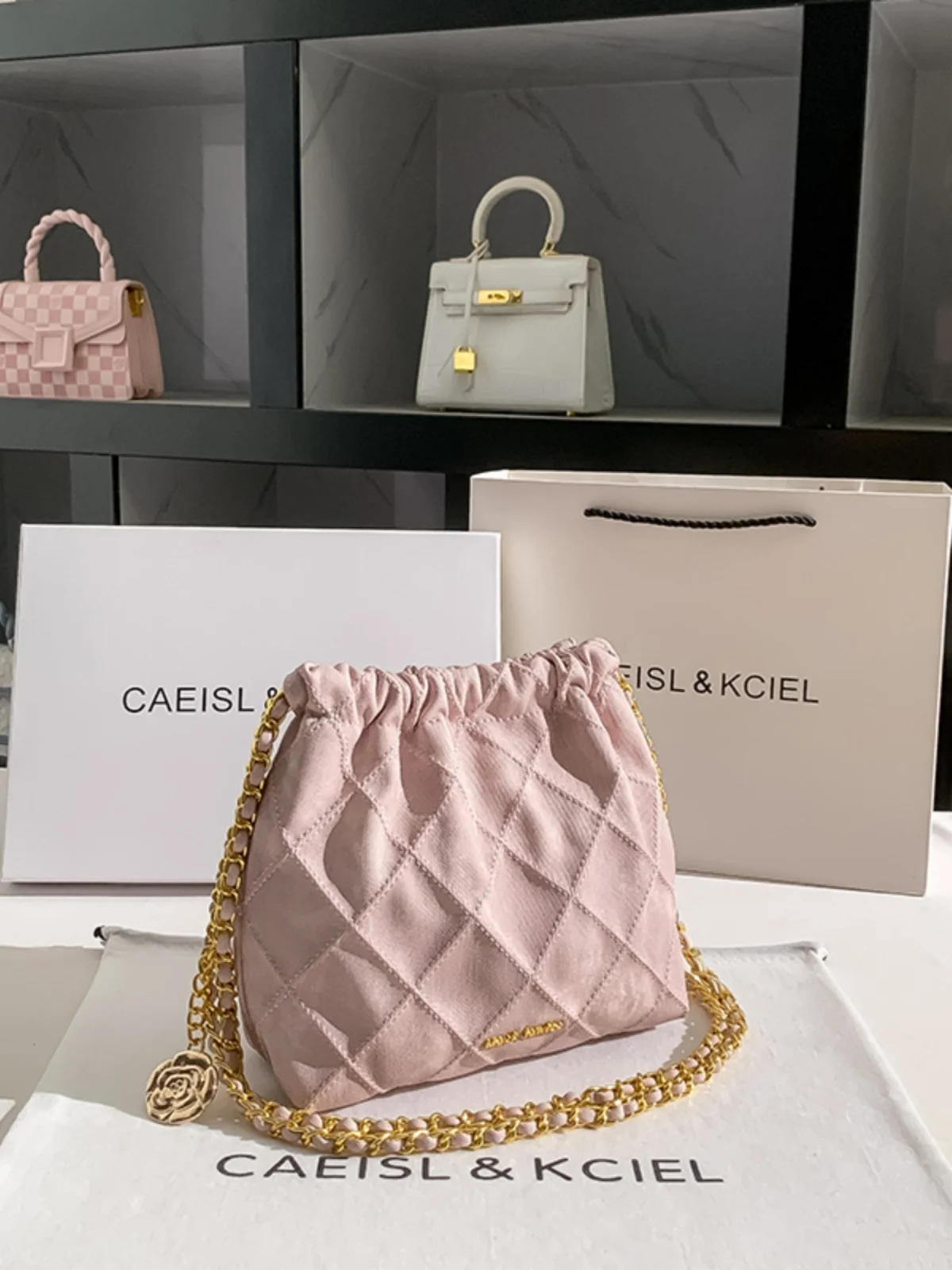 

CAEISL&KCIEL Women's Large Capaci Diamond id Tote Bag Underarm Single oulder Chain Faion Trend Handbag PU Material