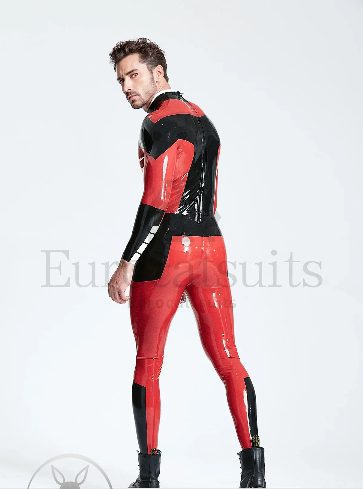 Combinaison Catsuit en Latex pour Homme, Zentai en Caoutchouc, Personnalisée, Style Arachnid, Fermeture Éclair au Dos