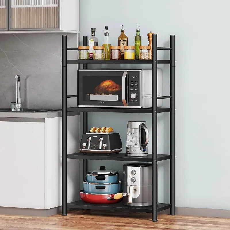 

4 Tiers Kitchen Bakers Rack, Heavy Duty Free Standing Baker's Rack for Kitchens with Storage