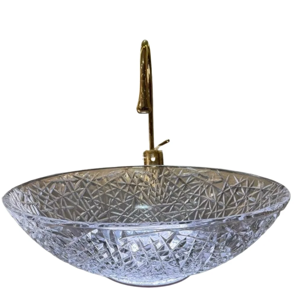 High end customized luminous crystal washbasin, light luxury hotel villa luxury club, modern and simple bathroom basin
