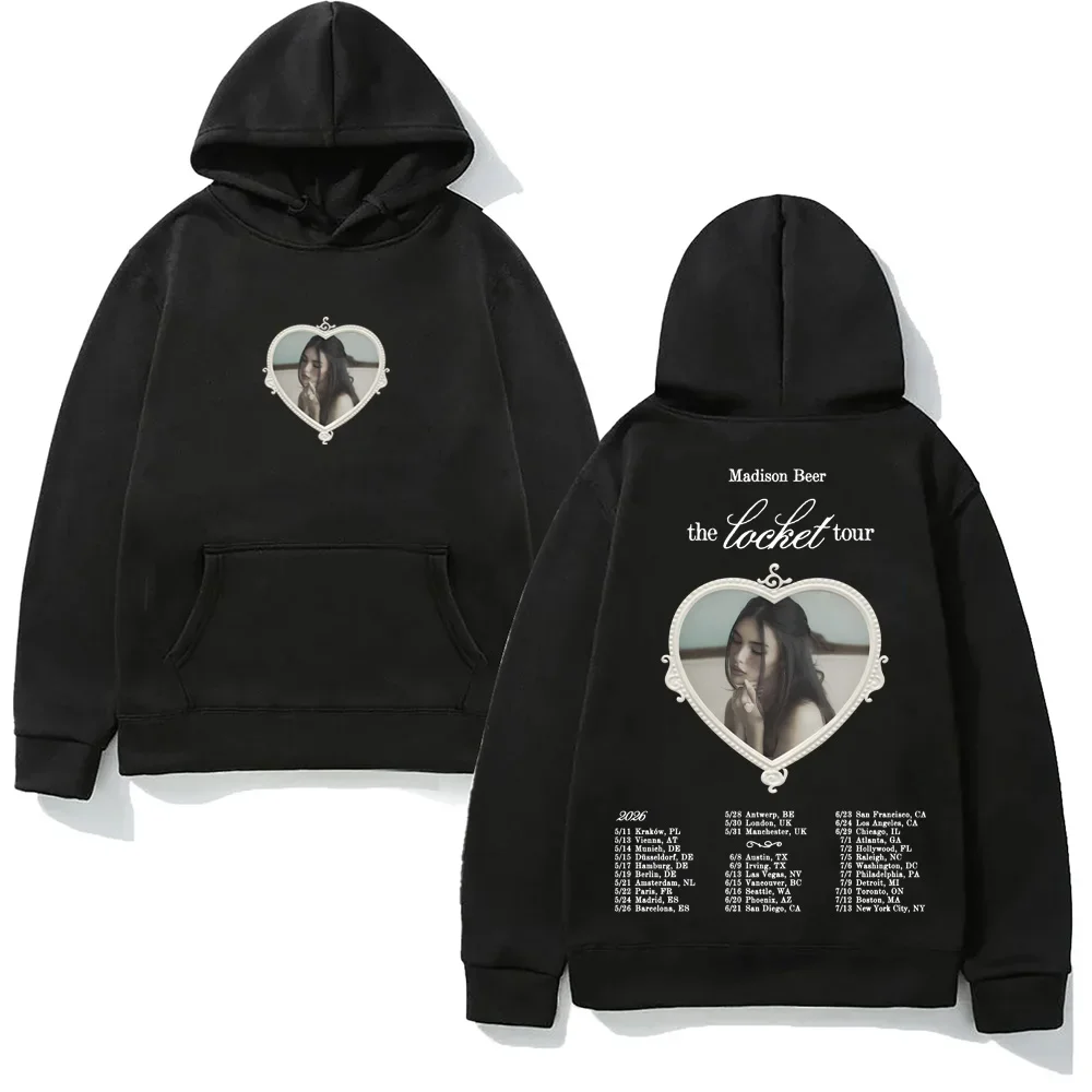 

Толстовка с капюшоном Madison Beer The Locket Tour 2026, повседневная флисовая толстовка в стиле Харадзюку, высококачественная толстовка с капюшоном, осенне-зимняя удобная толстовка с капюшоном