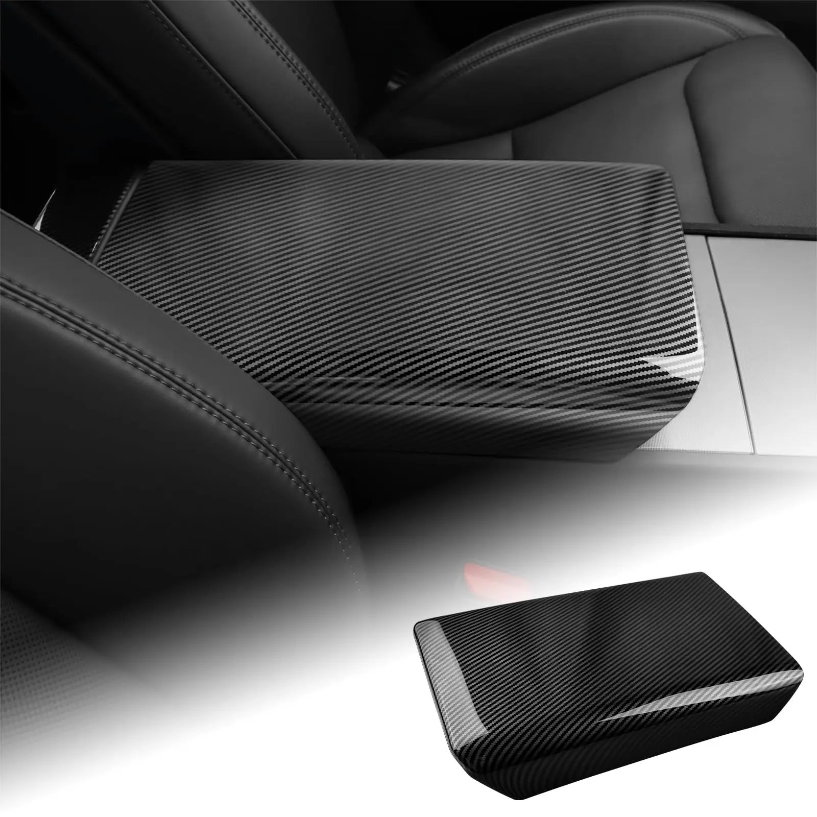

For Tesla Model Y Juniper 2025 Model 3 2024 Car Centre Console Cover Armrest Cushion Carbon Fibre Hidden Armrest Storage Compart