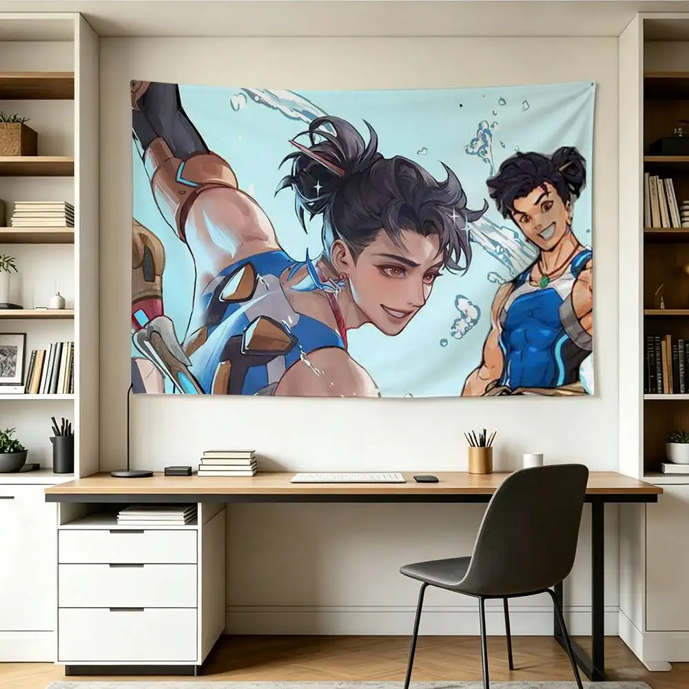 Aqua O-OverwatchES Wuyang Flags Wall Hanging Background Art Banner for Bedroom Home Outdoor Decor
