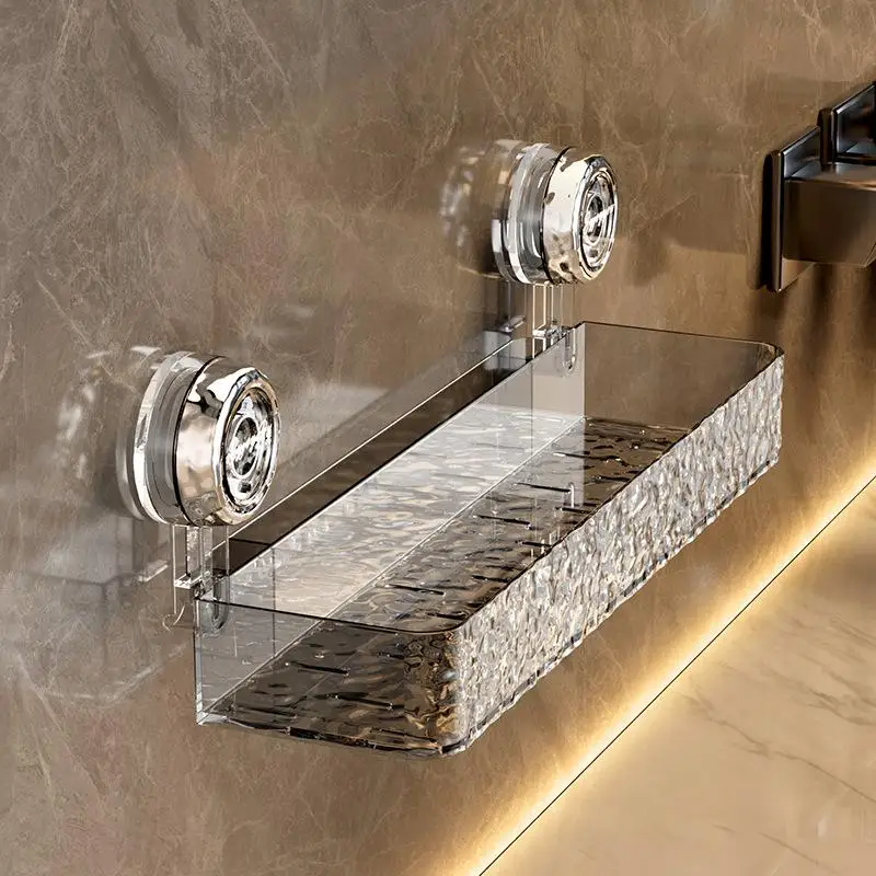 1/2PCS Plastic Suction Cups Shower Shelves Punch-Free Rectangular/Triangular Shower Storage Rack Removable Draining