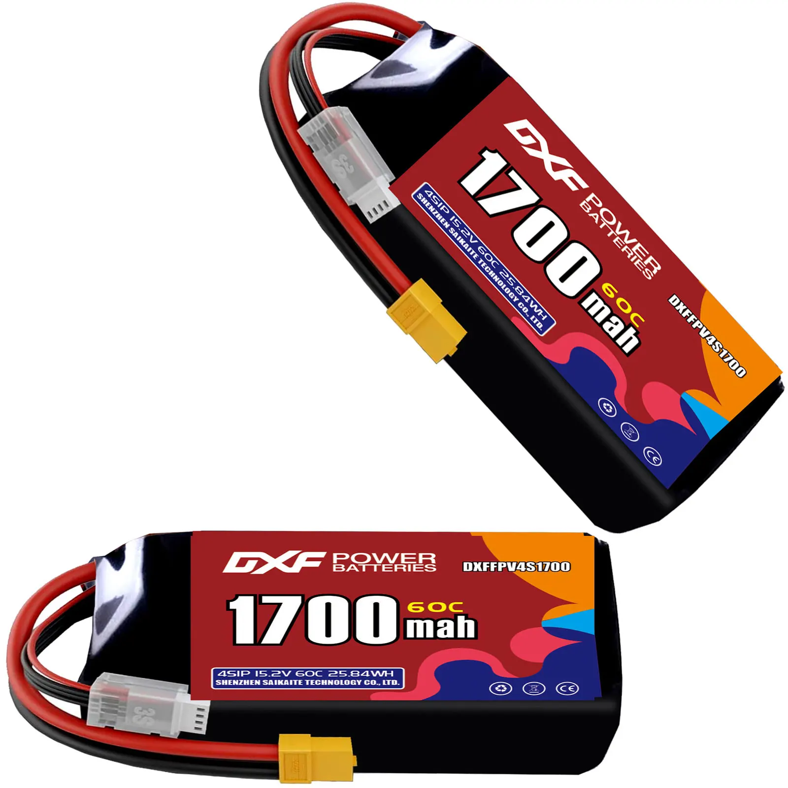 

DXF Lipo 4S Battery 15.2V 1700mAh 60C with XT30 XT60 JST Plug For Quadcopter Helicopter Drone Airplane FPV