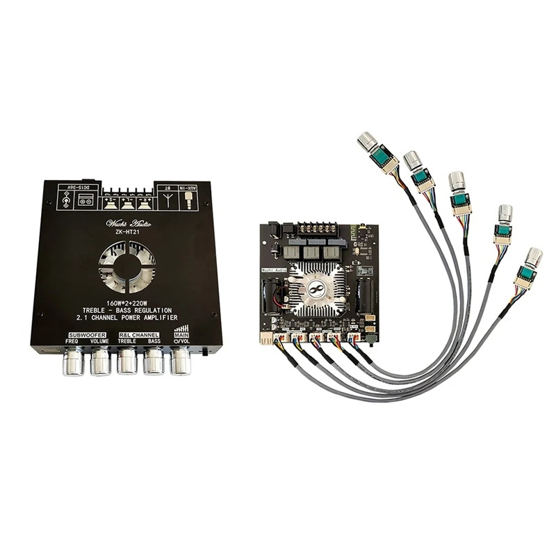 

ZK-HT21 2G HIFI Bluetooth 2.1 Channel Power Audio Stereo Subwoofer Amplifier Board 160Wx2+220W TREBLE Bass TDA7498E B Durable