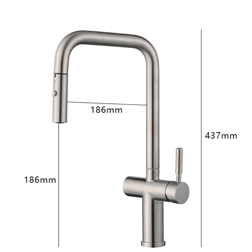 304 Stainless Steel Kitchen Sink Faucet ,360 Free Rotation Mixer Cold & Hot Water ,Two Models Water Out ,Two Holes Installation