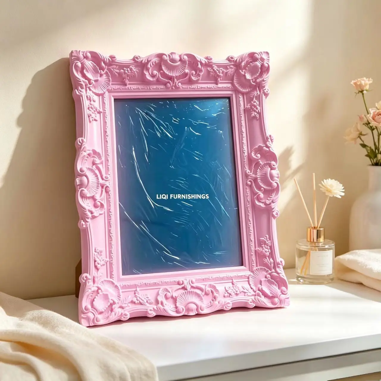 Fashion Pink ABS Plastic Photo Frame Decorative Picture Frame