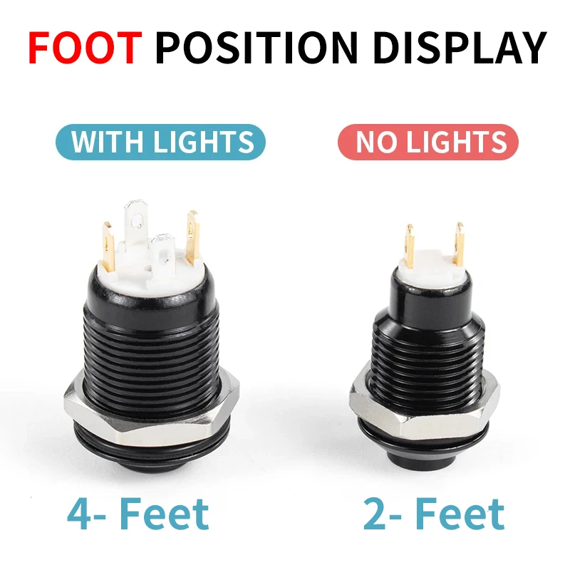 1NO عالية رئيس مقاوم للماء مفتاح بـزر دفع معدني مصباح ليد الذاتي قفل/إعادة تعيين 3/6/12/24/220 فولت 8/10/12/16 مللي متر المؤكسد الأسود ZiiZ