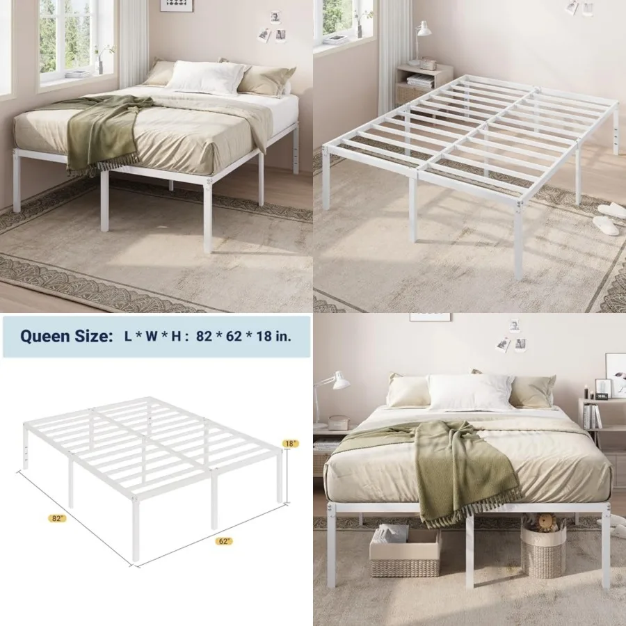 

Bed Frame, 18 Inch Metal Platform Beds with Storage Space, No Box Spring Needed and Easy Assembly