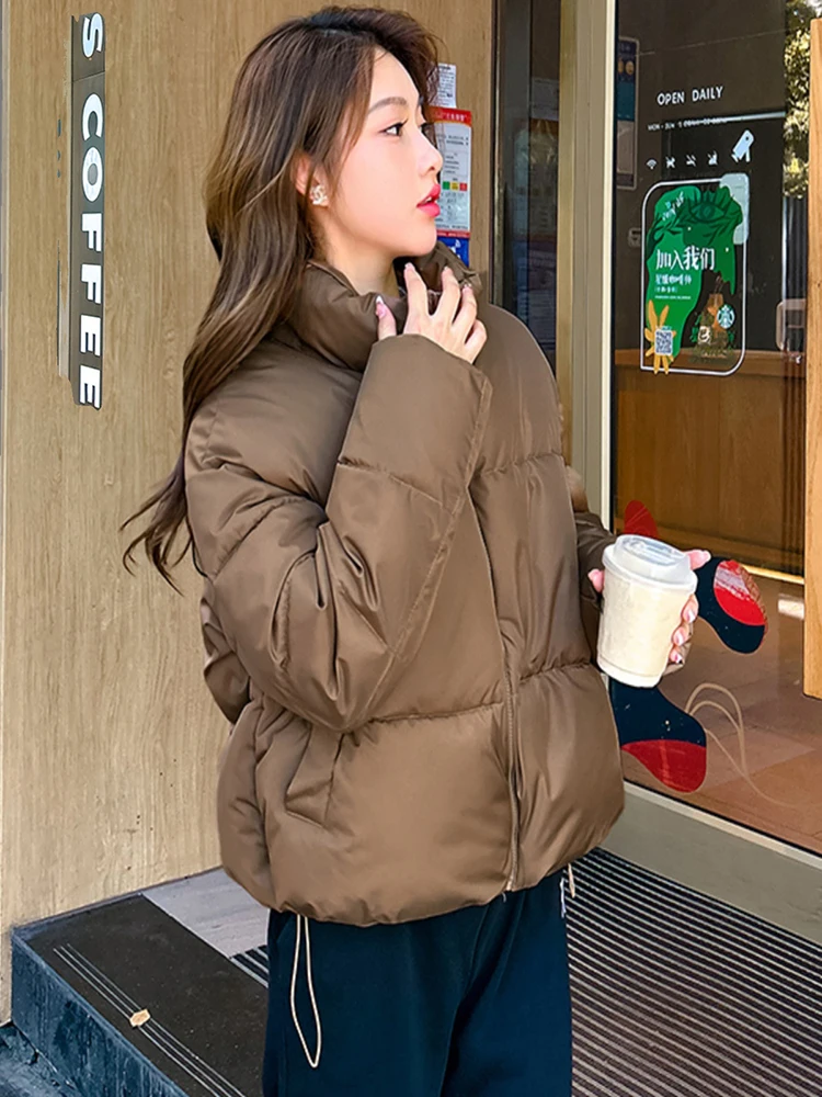 2023 New Winter Women Cotton Jackets Casual Stand Collar Full Sleeve Zippers Ladies Coats Solid Color All-matched Outerwear